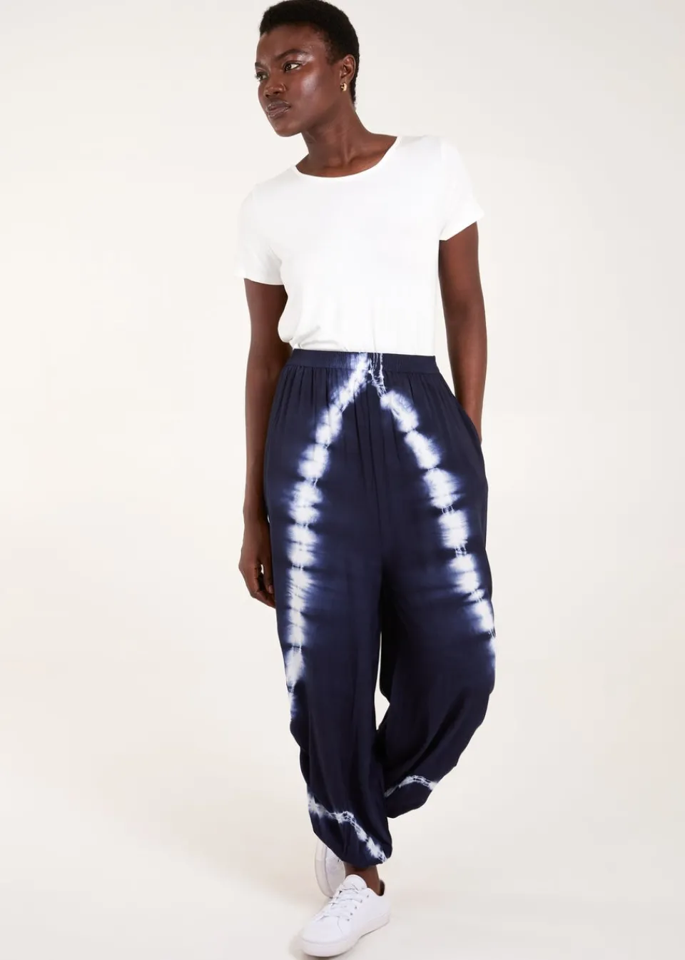 Trousers>Blue Vanilla Navy Tie Dye Ruched Harem Trousers