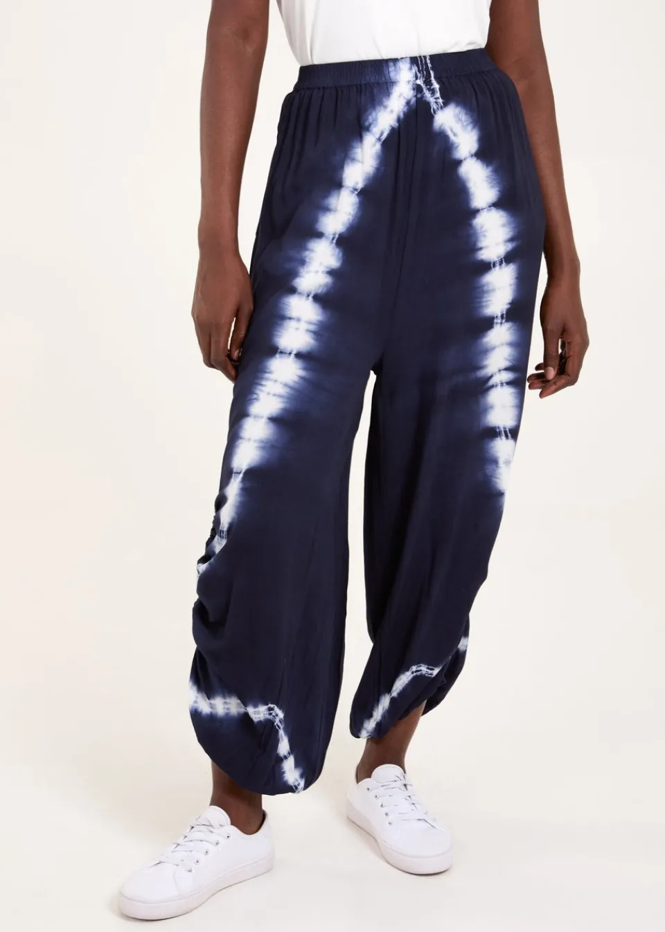 Trousers>Blue Vanilla Navy Tie Dye Ruched Harem Trousers
