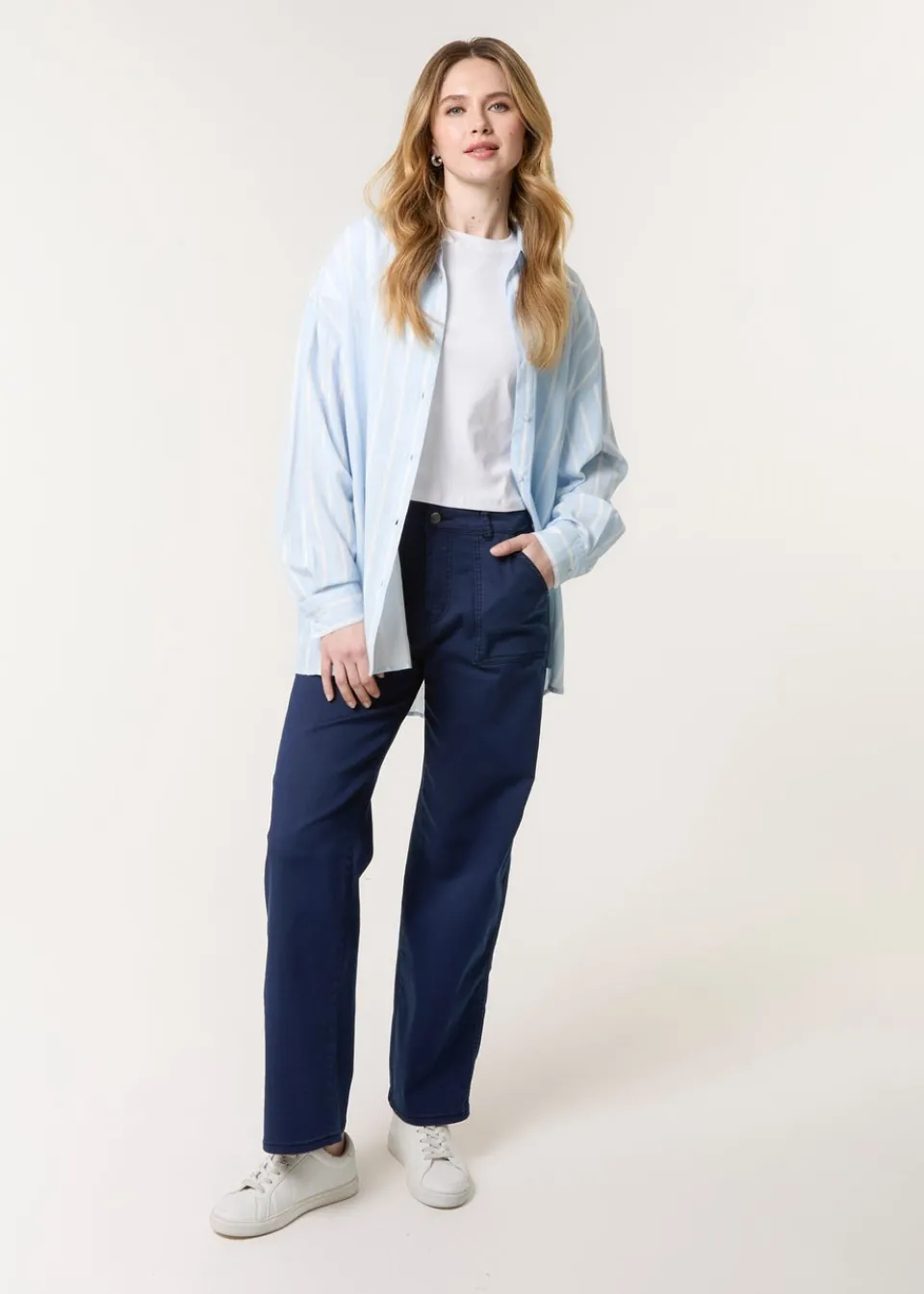 Trousers>Blue Vanilla Navy Wide Leg Pocket Trouser