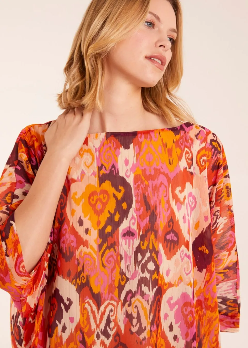 Tops>Blue Vanilla Orange Oversized Kimono Top