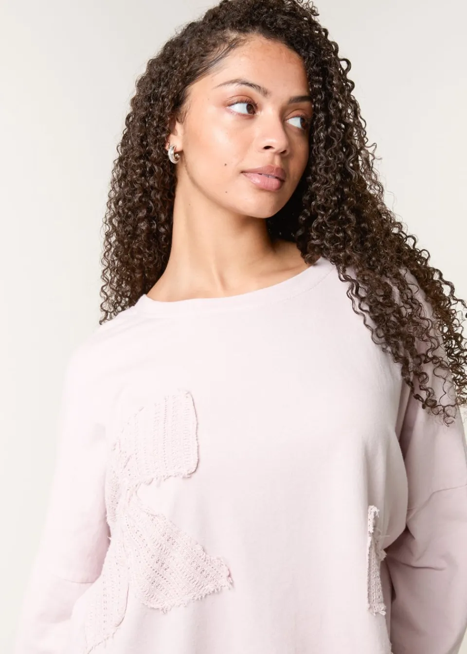 Tops>Blue Vanilla Pink Lace Bow Sweat Top