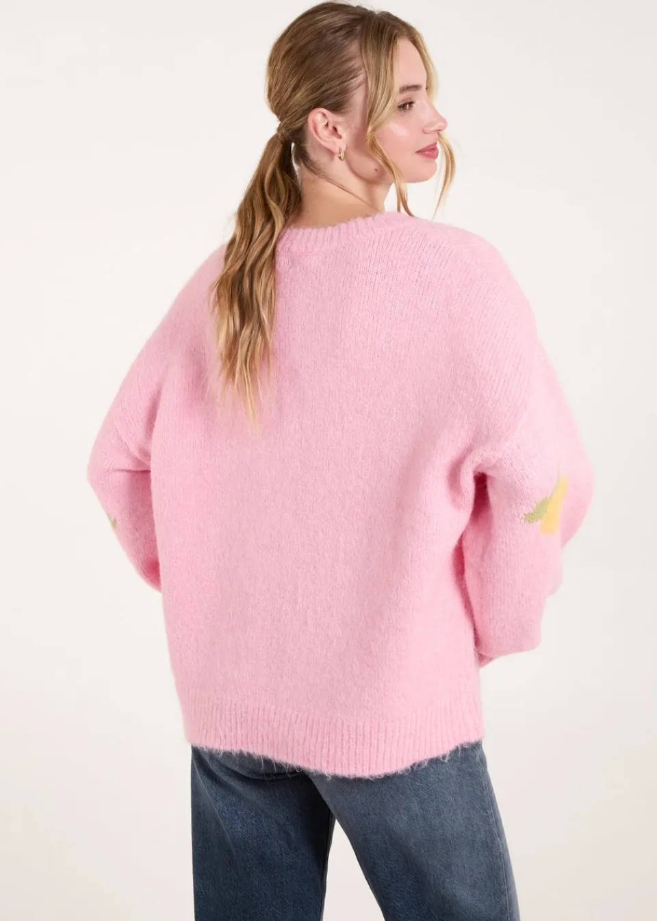 Knitwear>Blue Vanilla Pink Lemons & Leaves Detail Jumper