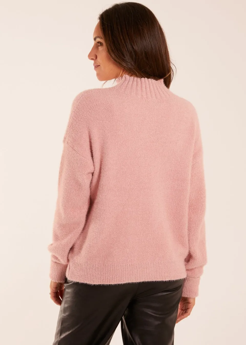 Tops>Blue Vanilla Pink Oversized Roll Neck Jumper
