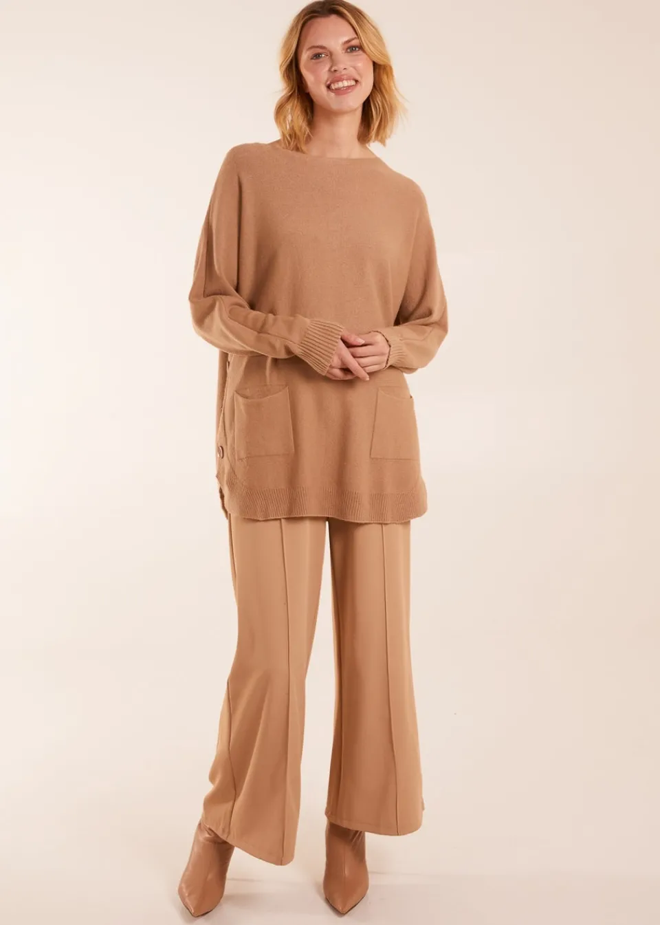 Tops>Blue Vanilla Pocket Slash Neck Jumper