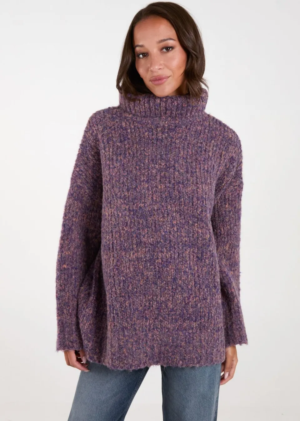 Tops>Blue Vanilla Purple Turtle Neck Specked Jumper