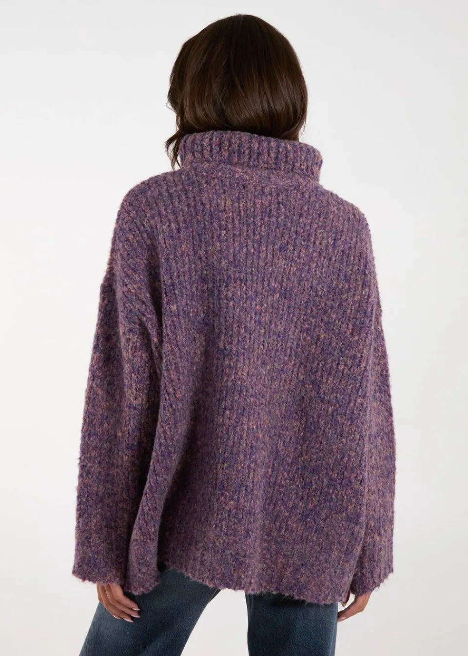 Tops>Blue Vanilla Purple Turtle Neck Specked Jumper