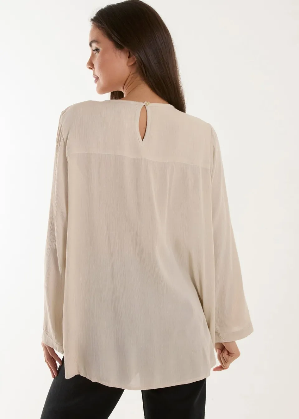 T-Shirts>Blue Vanilla Embroidered Top Stone