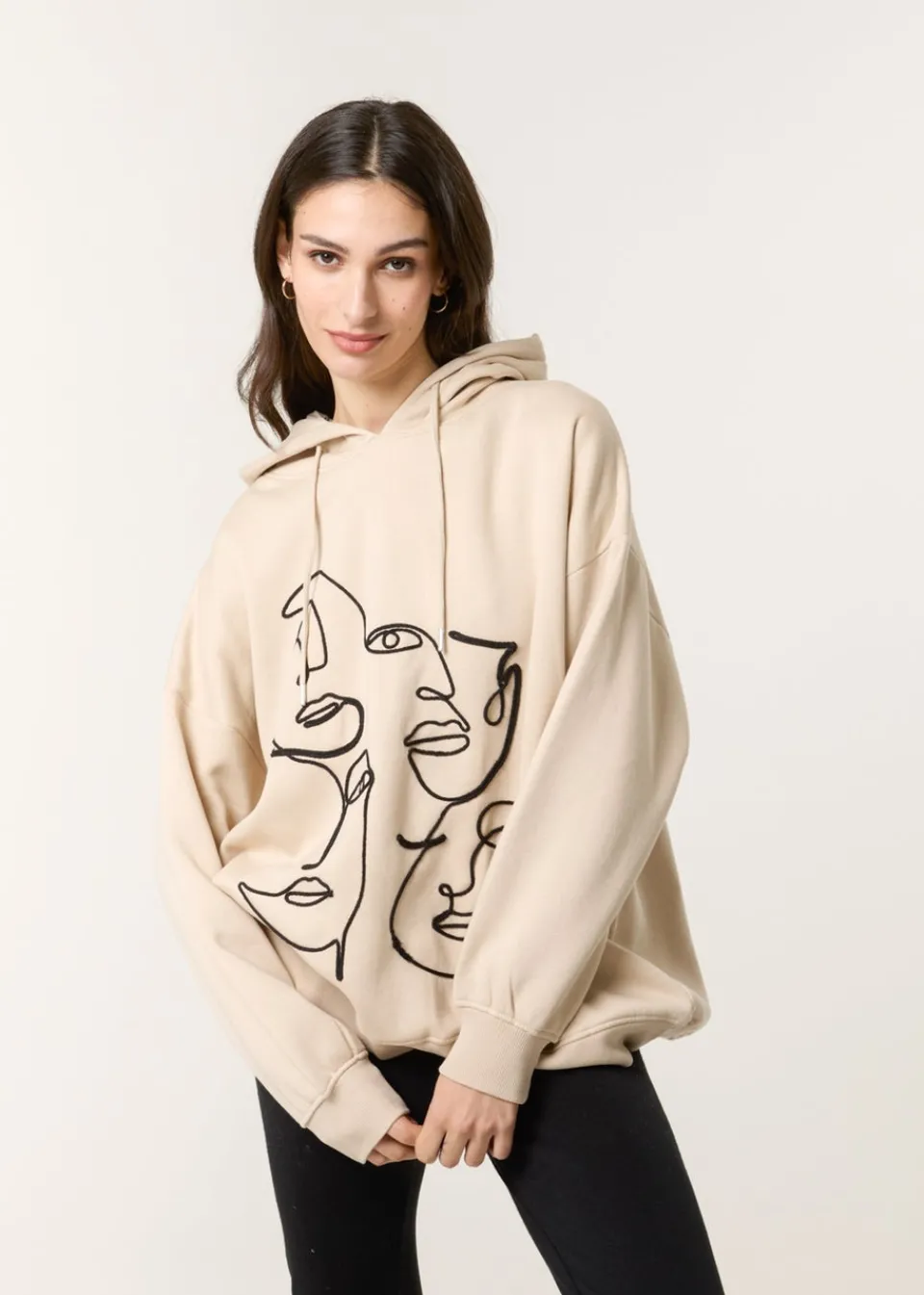 Tops>Blue Vanilla Stone Face Art Hoodie