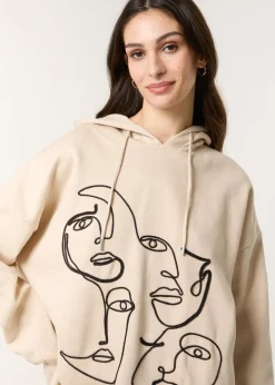 Tops>Blue Vanilla Stone Face Art Hoodie