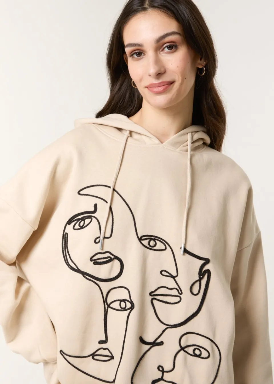 Tops>Blue Vanilla Stone Face Art Hoodie