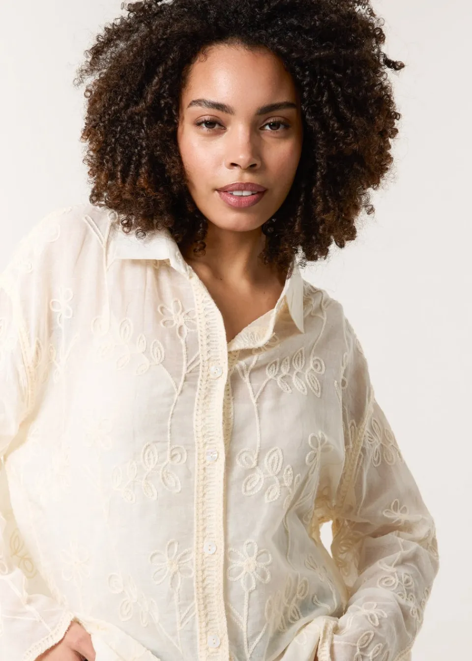 Tops>Blue Vanilla Stone Flower Print Shirt