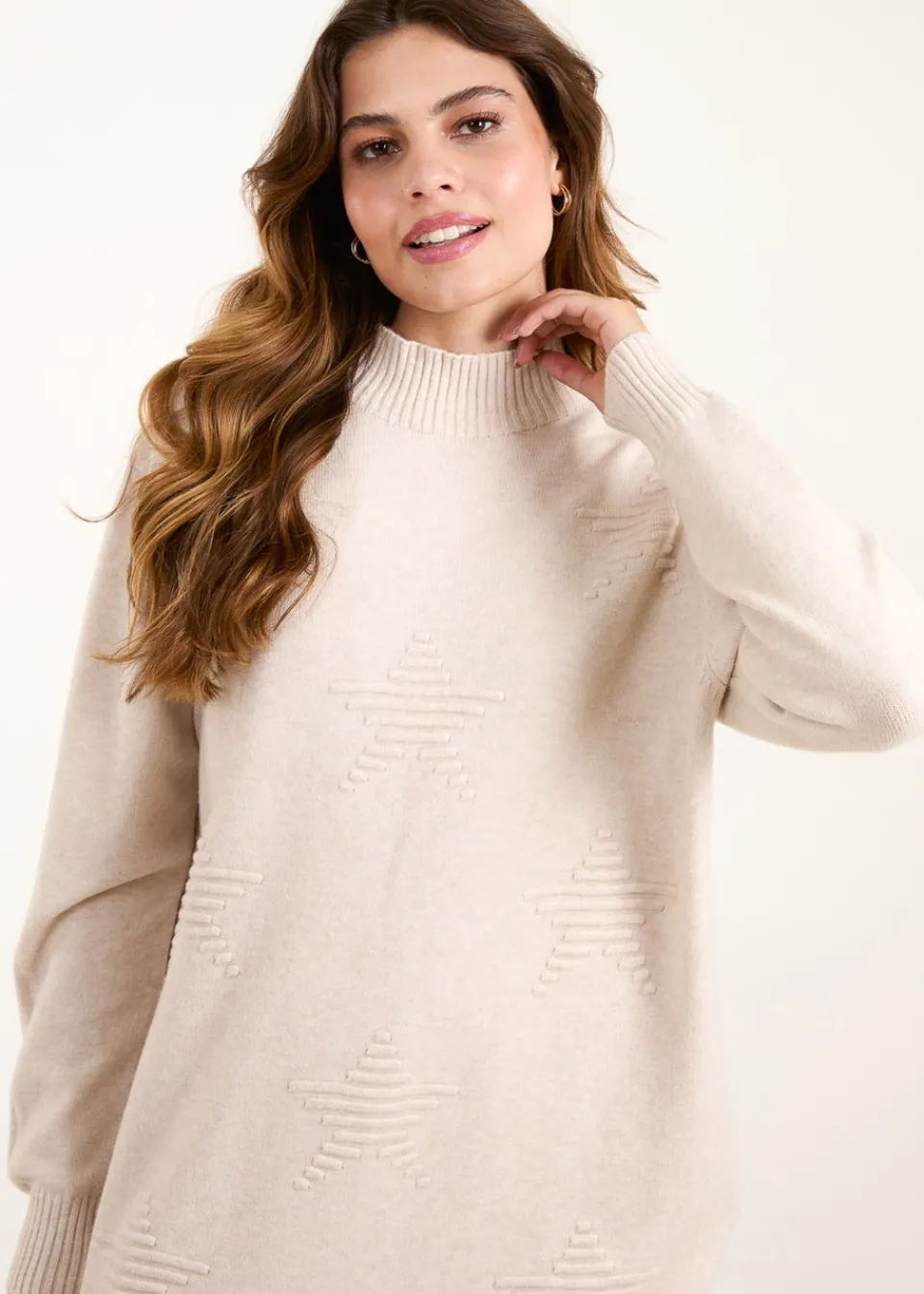 Tops>Blue Vanilla Stone Knitted Star Jumper + Trouser Set