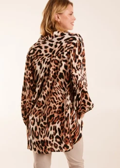Tops>Blue Vanilla Stone Leopard Print Blouse