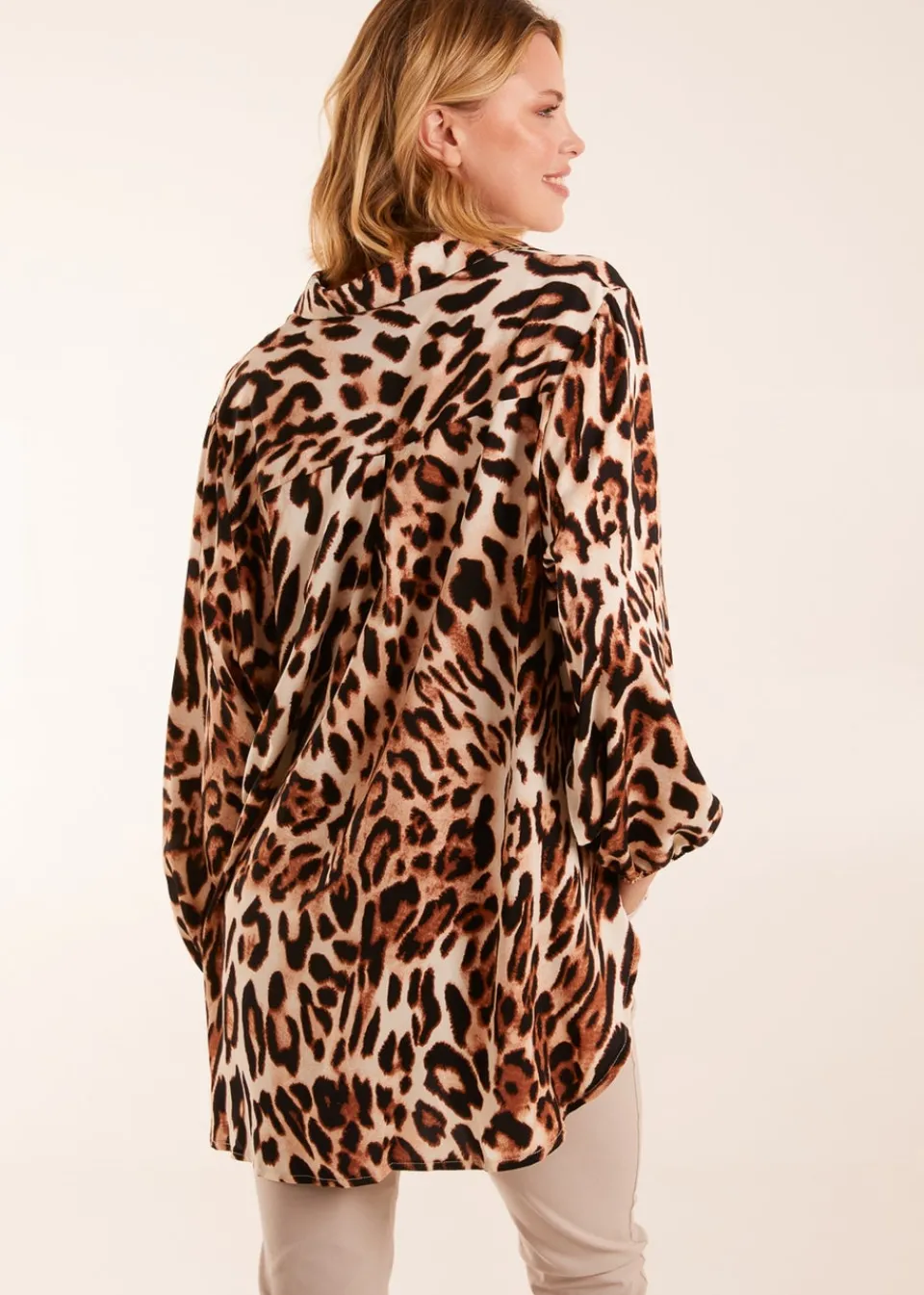 Tops>Blue Vanilla Stone Leopard Print Blouse