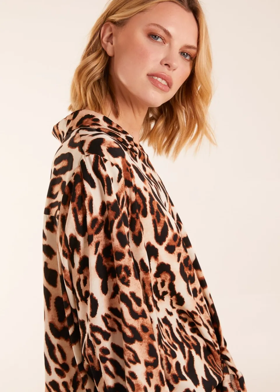 Tops>Blue Vanilla Stone Leopard Print Blouse
