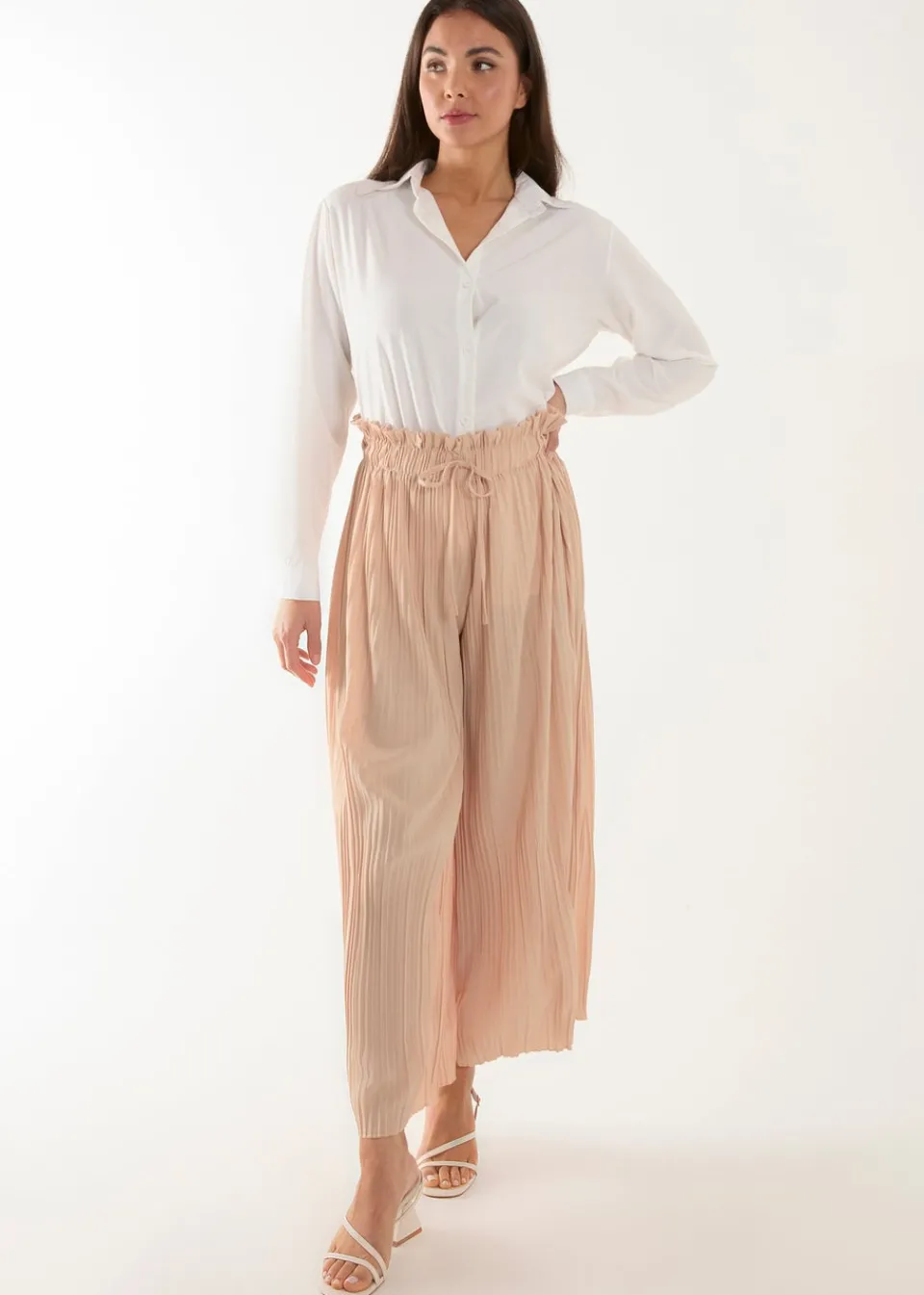 Trousers>Blue Vanilla Pleated Trousers Stone