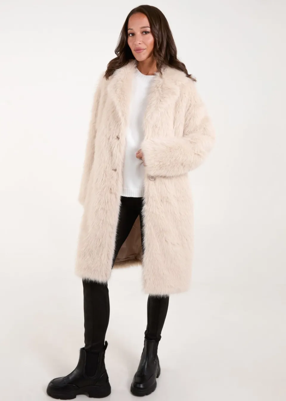 Coats & Jackets>Blue Vanilla Stone Plush Fur Coat