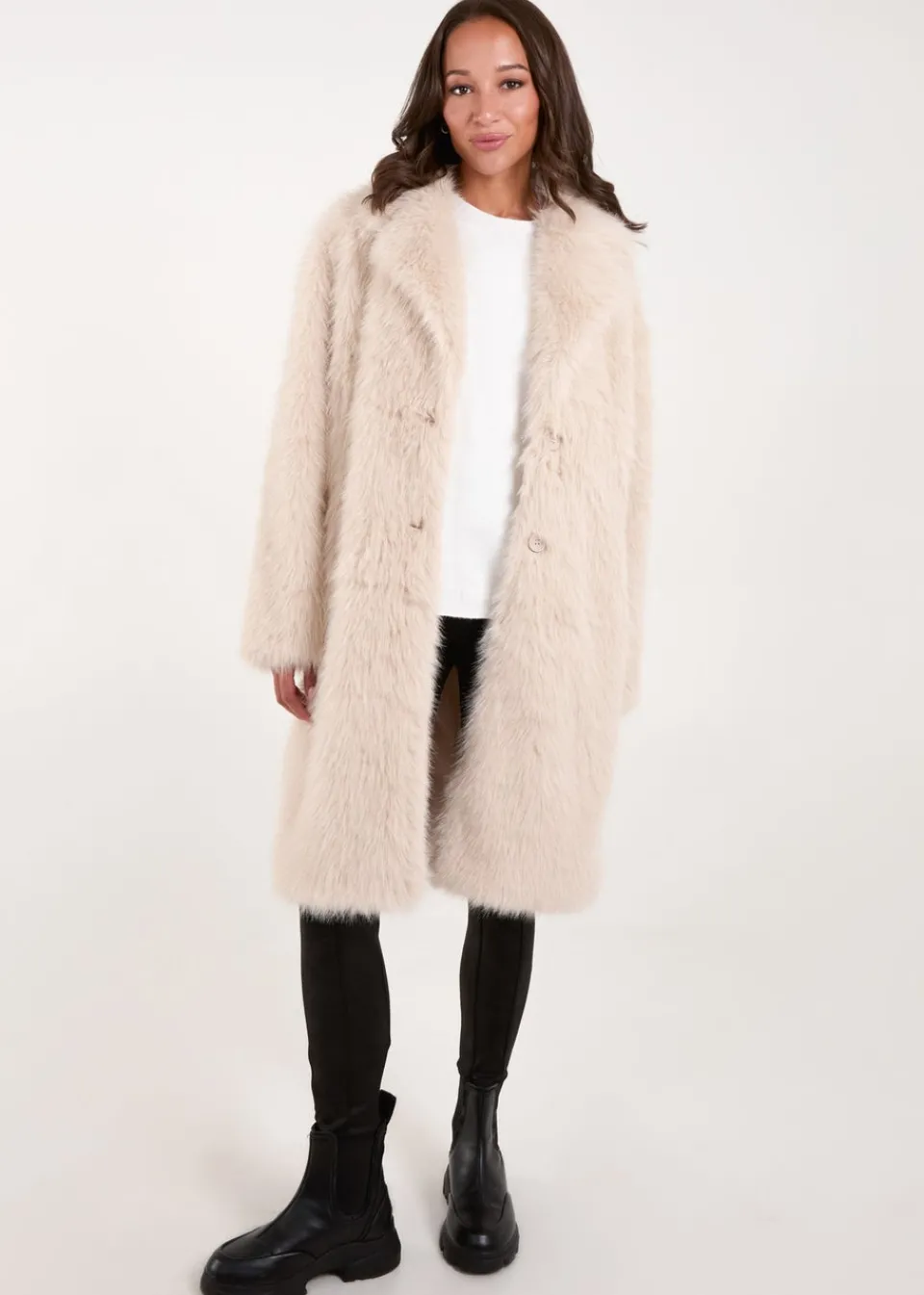 Coats & Jackets>Blue Vanilla Stone Plush Fur Coat