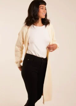 Tops>Blue Vanilla Ribbed Throw On Cardigan Stone