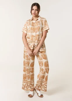 Tops>Blue Vanilla Stone Seashell Top & Trouser Set