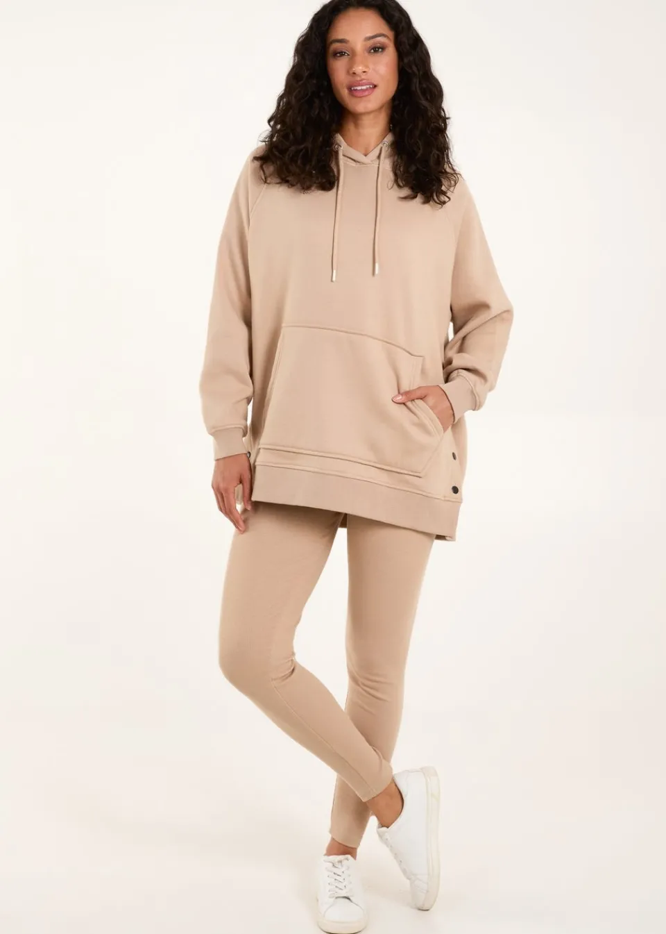 Tops>Blue Vanilla Stone Side Popper Hoodie & Legging Set