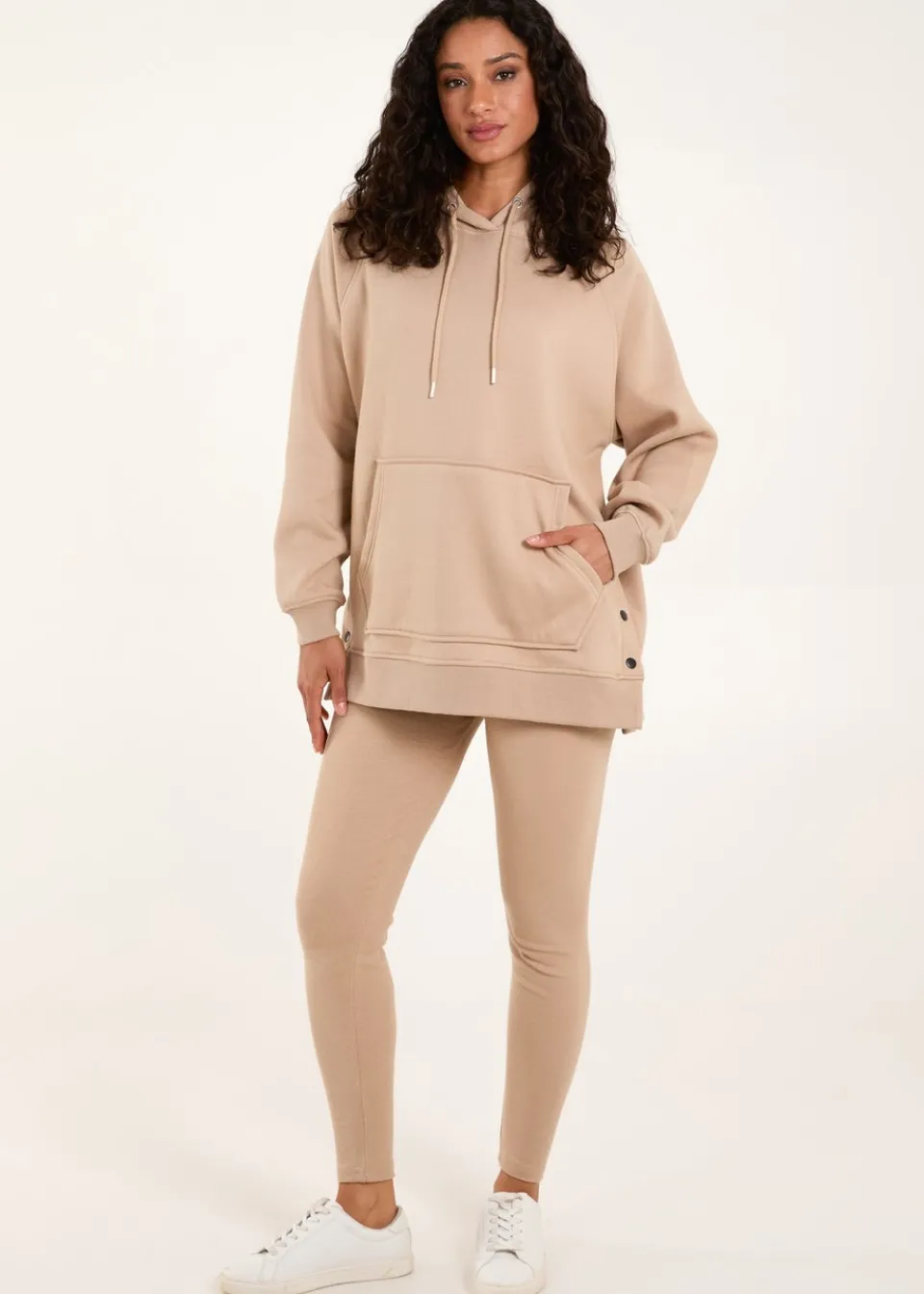 Tops>Blue Vanilla Stone Side Popper Hoodie & Legging Set