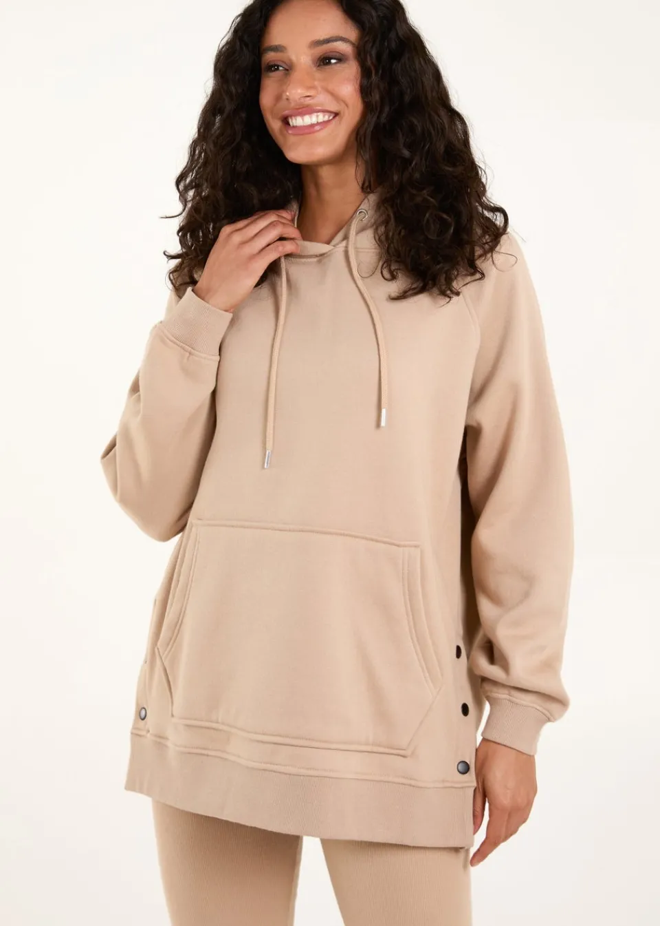Tops>Blue Vanilla Stone Side Popper Hoodie & Legging Set