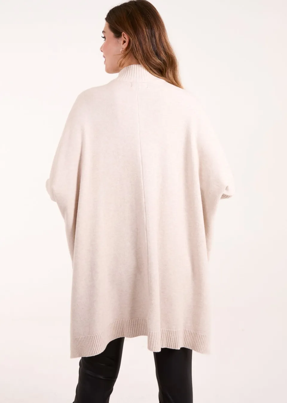 Knitwear>Blue Vanilla Stone Stand Neck Big Cable Jumper