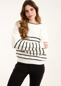 Tops>Blue Vanilla Stone Stripe Knit Jumper