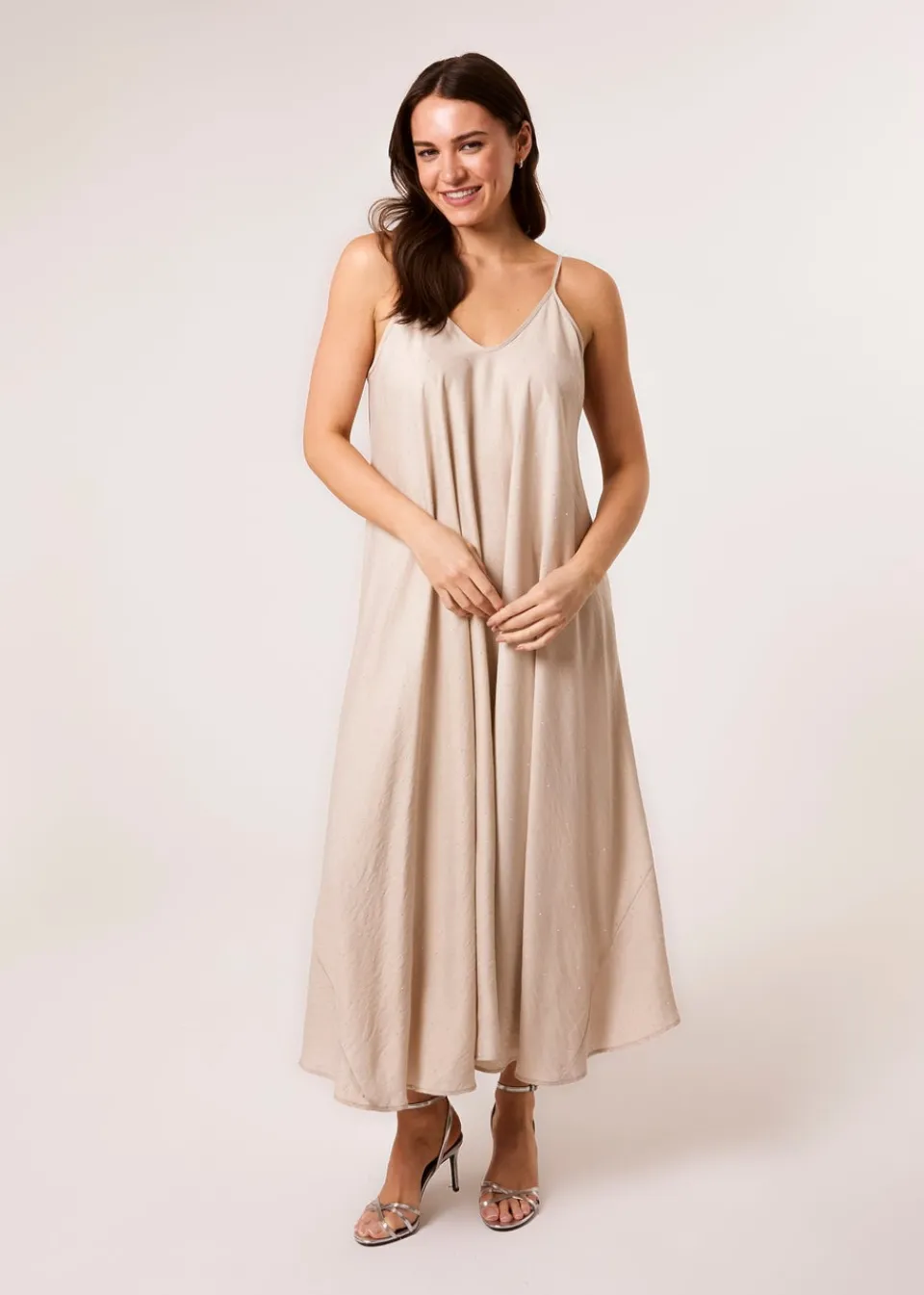 Dresses>Blue Vanilla Stone V Neck Diamante Dress