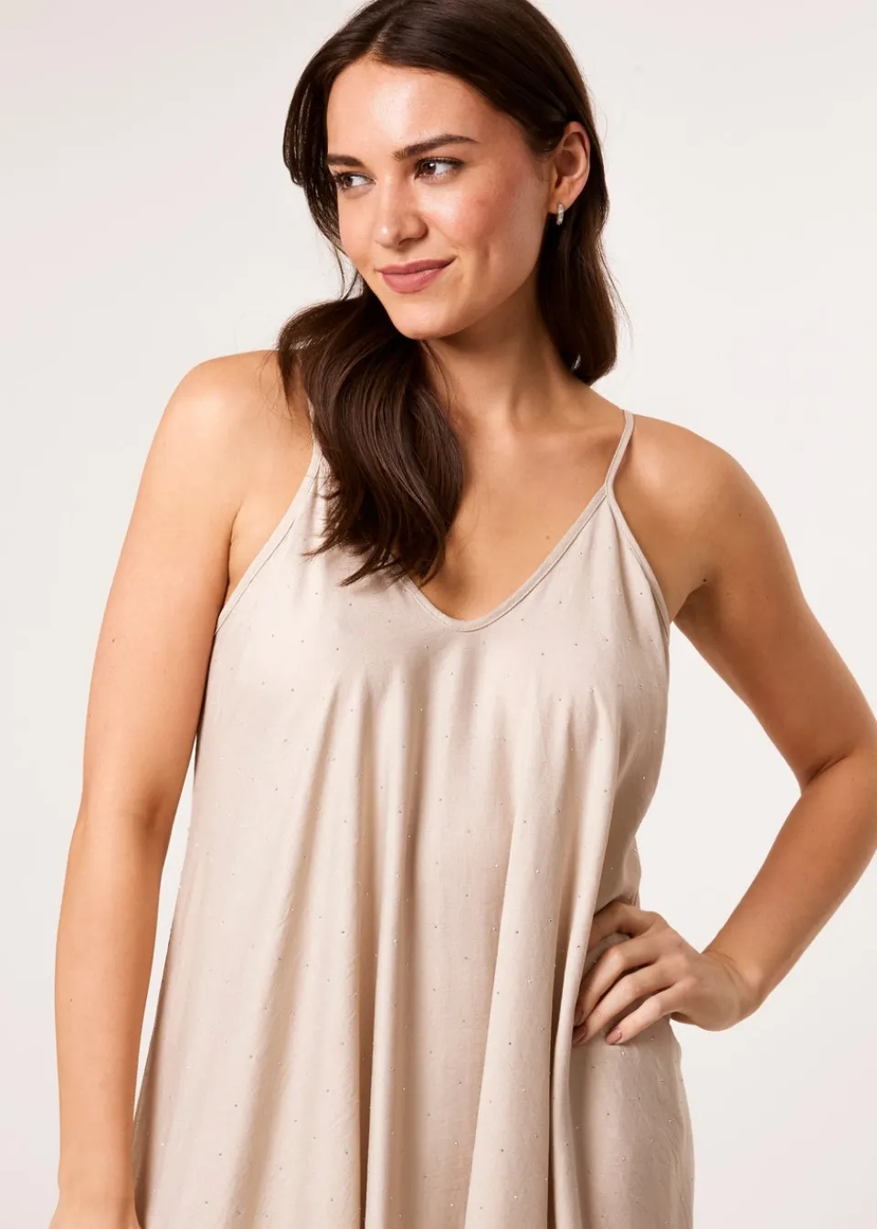 Dresses>Blue Vanilla Stone V Neck Diamante Dress