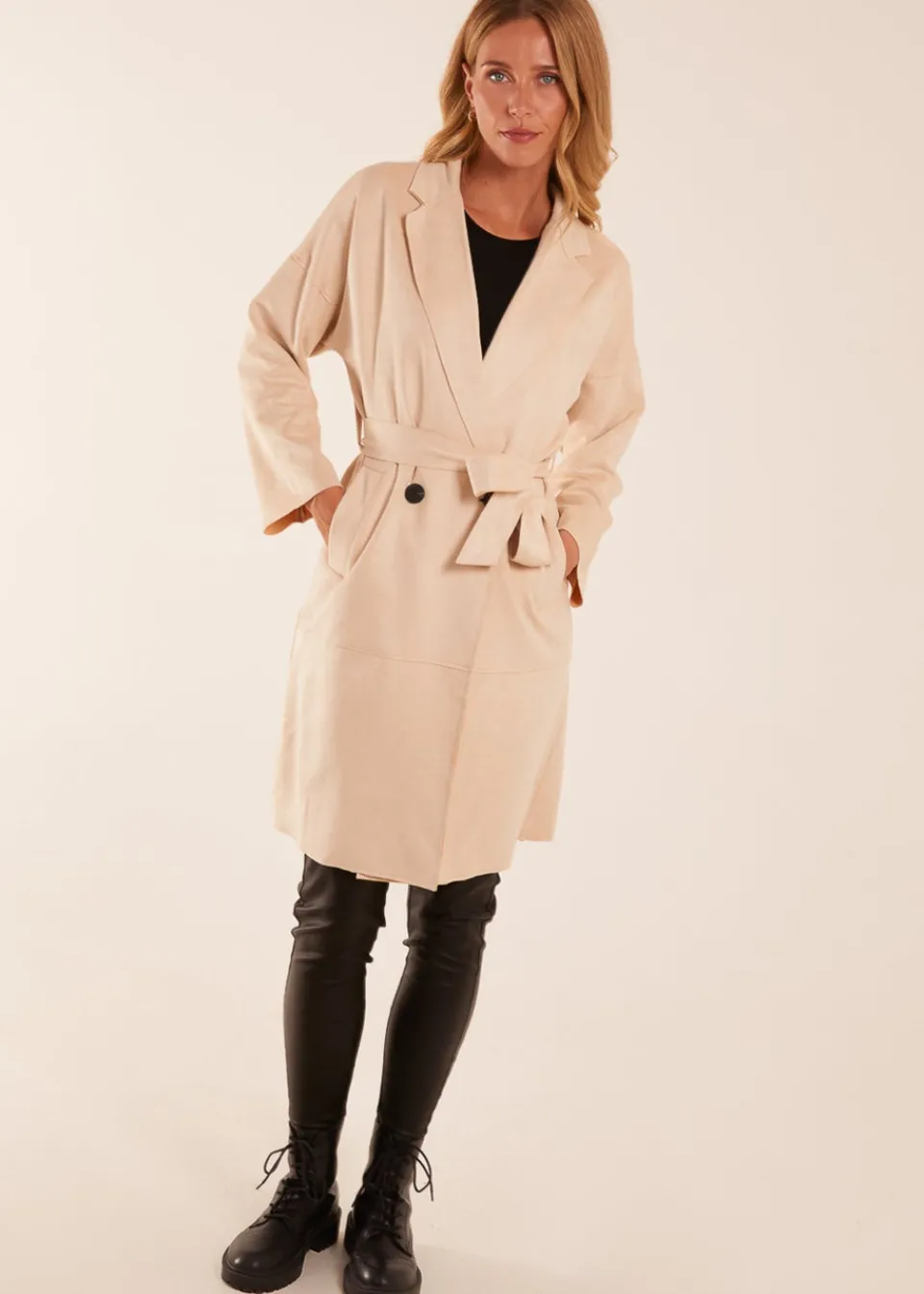 Coats & Jackets>Blue Vanilla Waist Detail Trench Style Jacket Stone