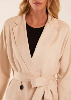 Coats & Jackets>Blue Vanilla Waist Detail Trench Style Jacket Stone