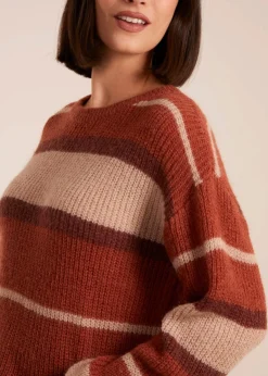 Tops>Blue Vanilla Striped Print Jumper