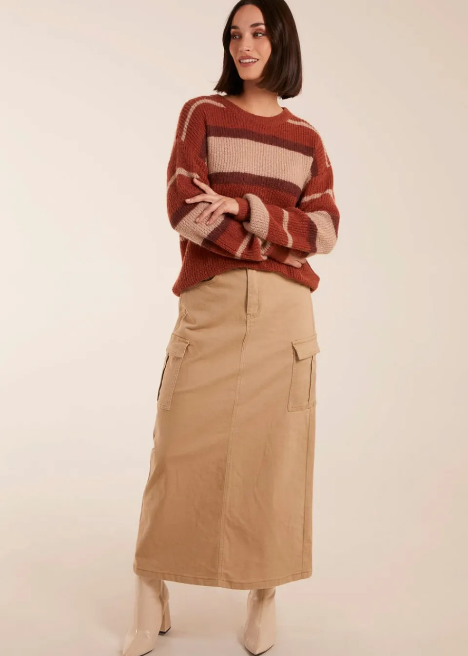 Tops>Blue Vanilla Striped Print Jumper