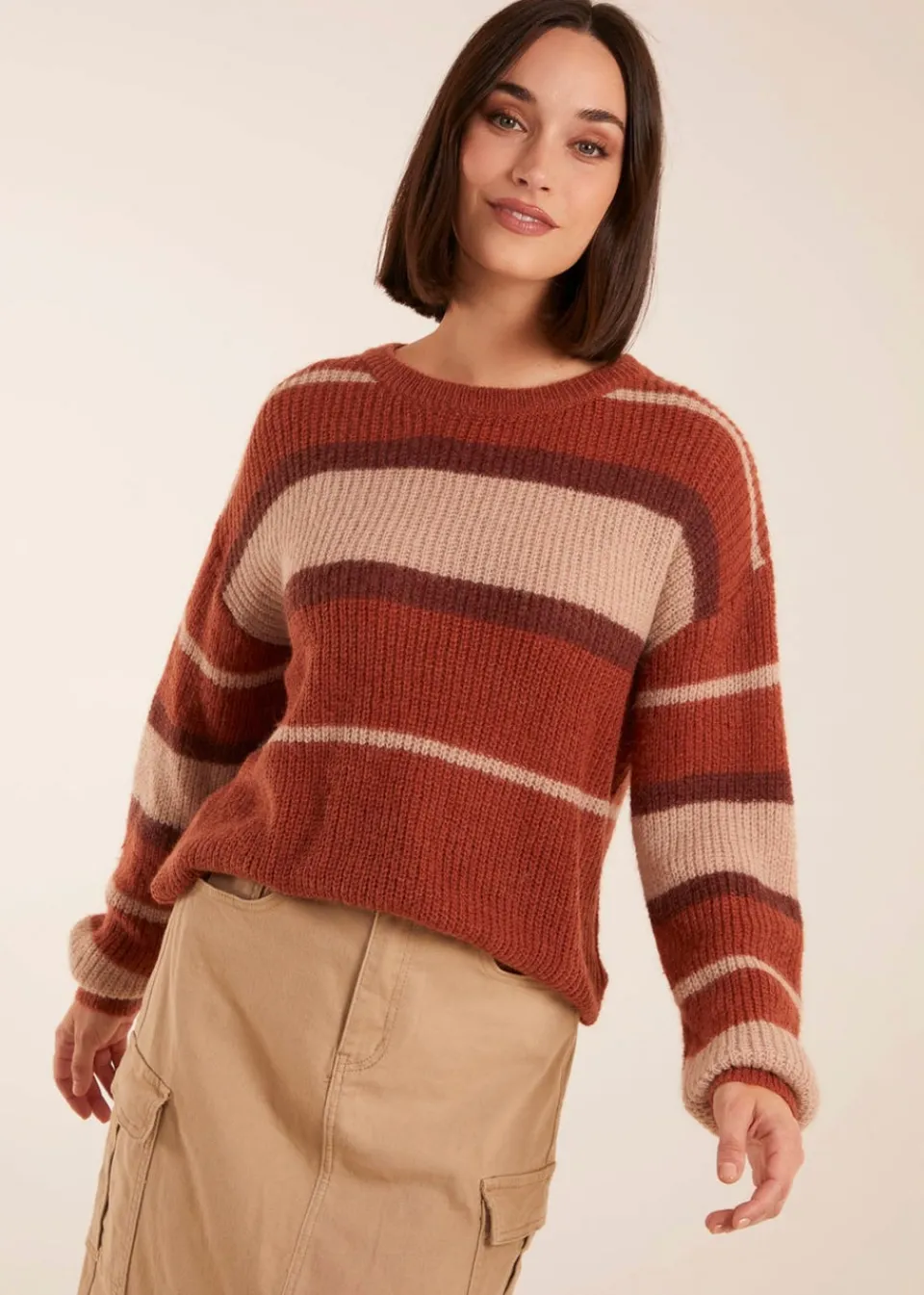 Tops>Blue Vanilla Striped Print Jumper