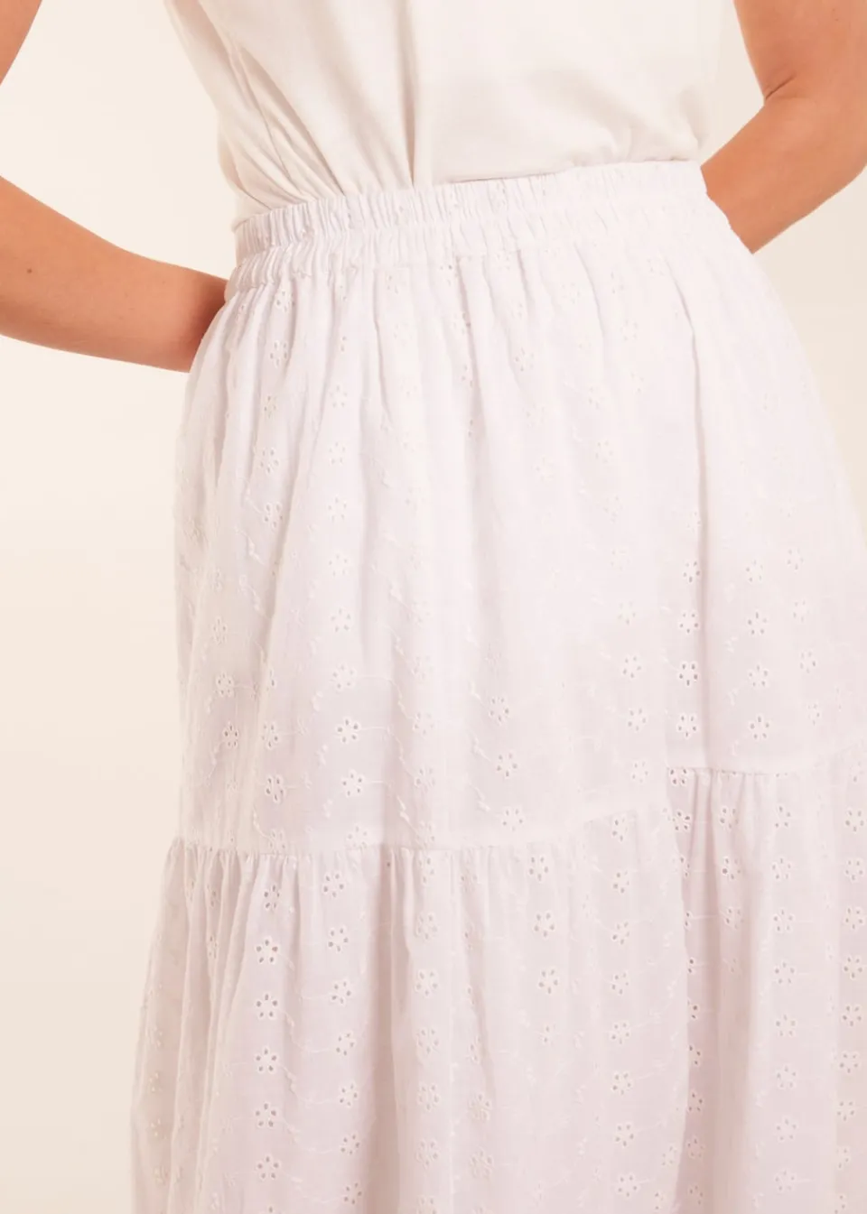 Skirts>Blue Vanilla White Broderie Detail Maxi Skirt