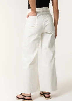Jeans & Jeggings>Blue Vanilla White Cropped Wide Leg Denim Jeans