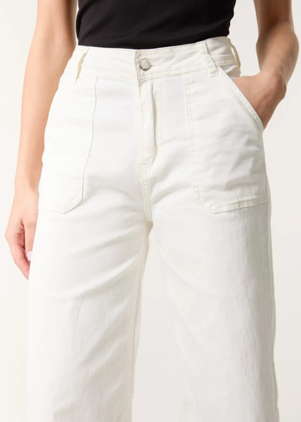Jeans & Jeggings>Blue Vanilla White Cropped Wide Leg Denim Jeans
