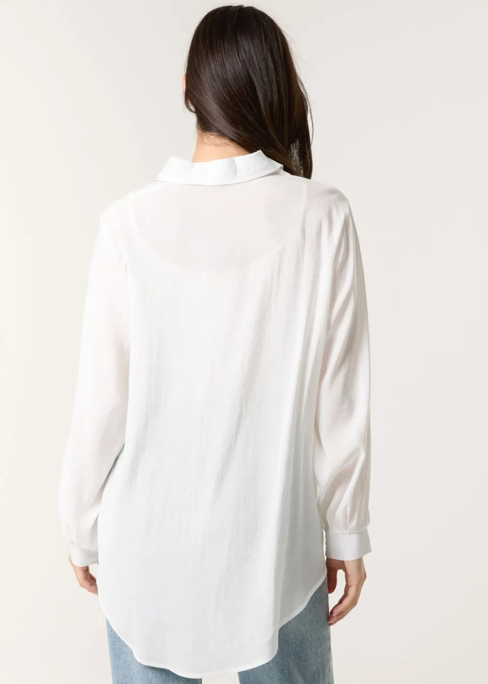 Tops>Blue Vanilla White Diamante Detailed Classic Shirt