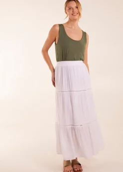 Skirts>Blue Vanilla White Ladder Trim Maxi Skirt