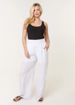 Trousers>Blue Vanilla White Shirred Trouser