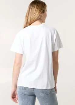 T-Shirts>Blue Vanilla White T-Shirt With Colorful Print