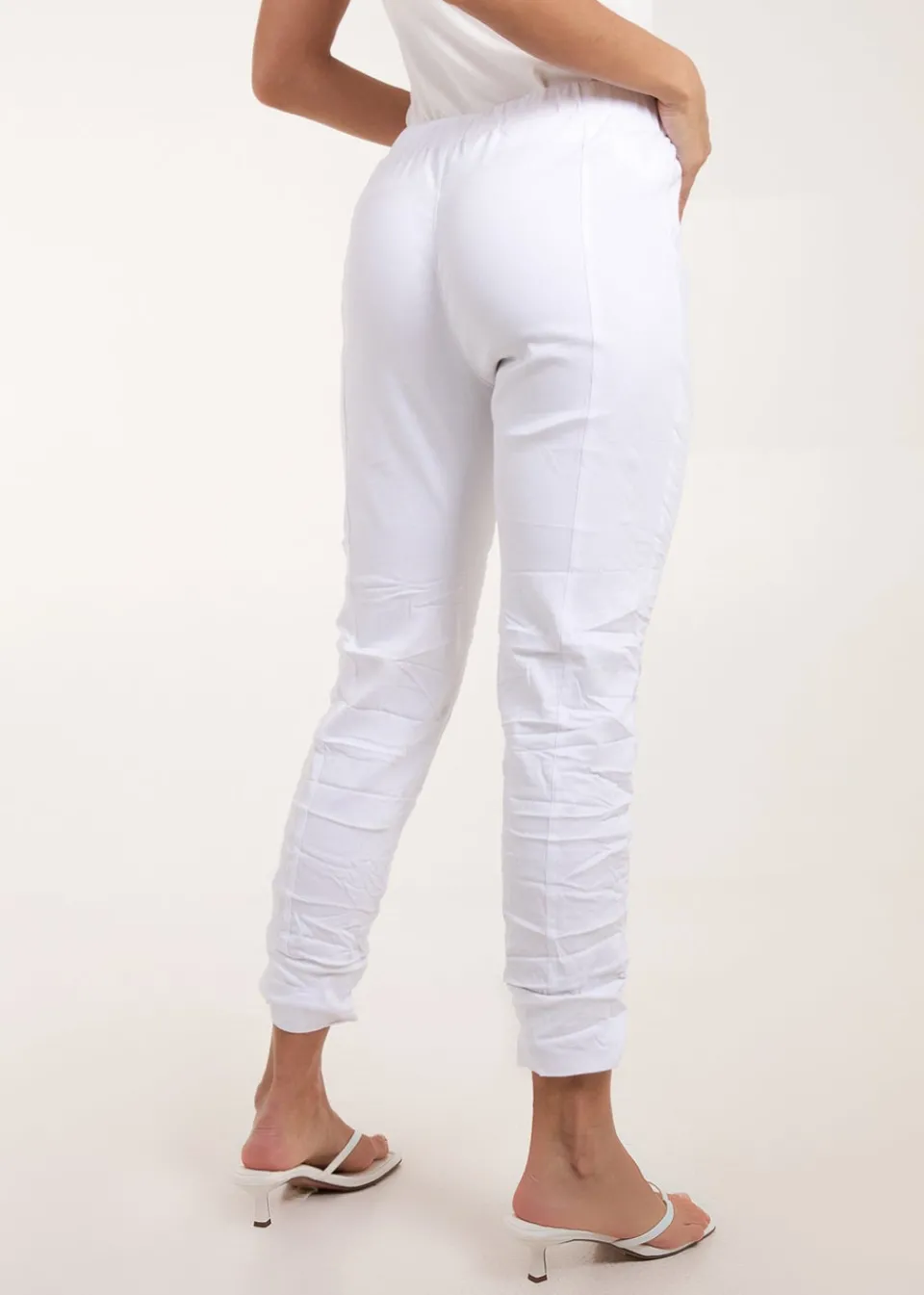 Trousers>Blue Vanilla White Zip Drawstring Trousers