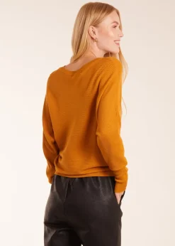 Tops>Blue Vanilla Yellow Ribbed V-Neck Jumper