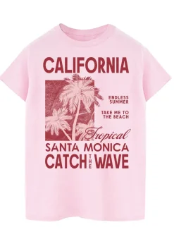 T-Shirts>Brands In California Santa Monica Pink Boyfriend Fit T-Shirt