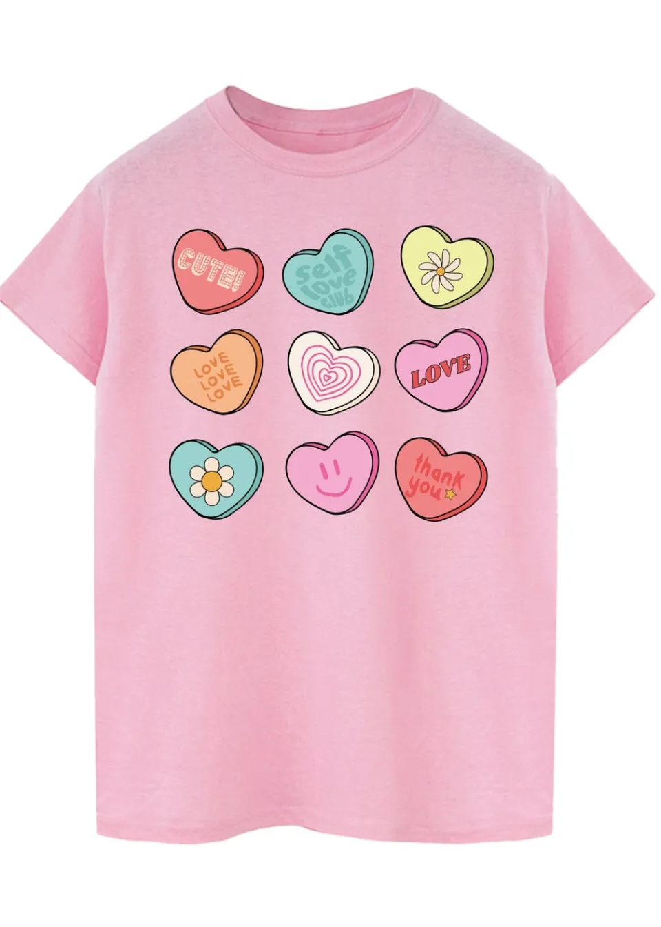 T-Shirts>Brands In Candy Hearts Pink Boyfriend Fit T-Shirt