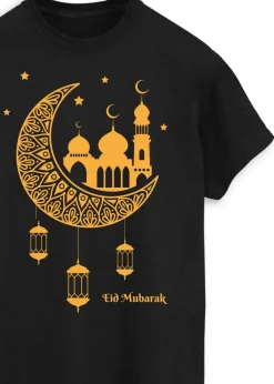T-Shirts>Brands In Eid Mosque Lanterns Black Boyfriend Fit T-Shirt