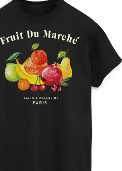 T-Shirts>Brands In Fruit Du Marche Black Boyfriend Fit T-Shirt
