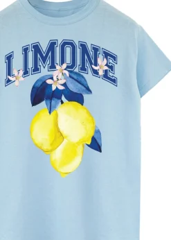 T-Shirts>Brands In Limone Fruit Light Blue Boyfriend Fit Graphic T-Shirt